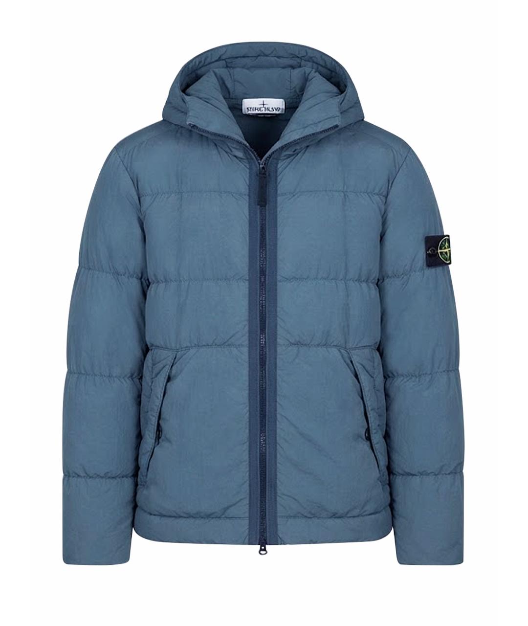 STONE ISLAND Синий полиамидовый пуховик, фото 1