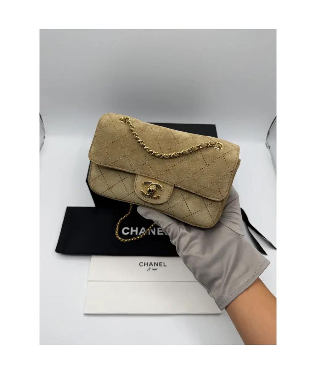 CHANEL Бежевая замшевая сумка через плечо, фото 8