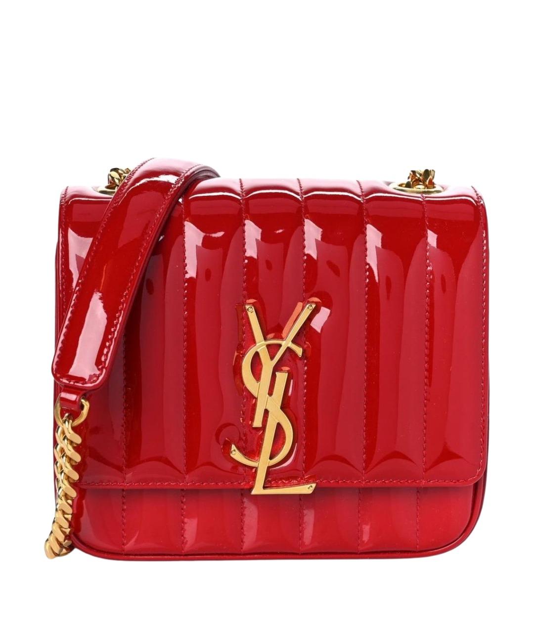 SAINT LAURENT Красная сумка через плечо из лакированной кожи, фото 1