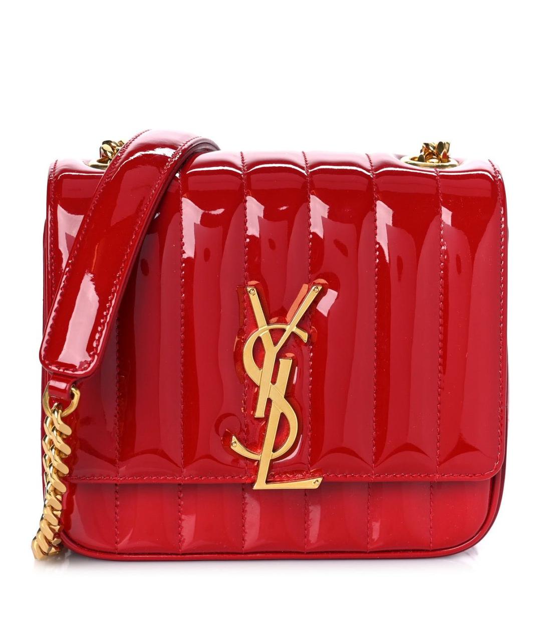 SAINT LAURENT Красная сумка через плечо из лакированной кожи, фото 9