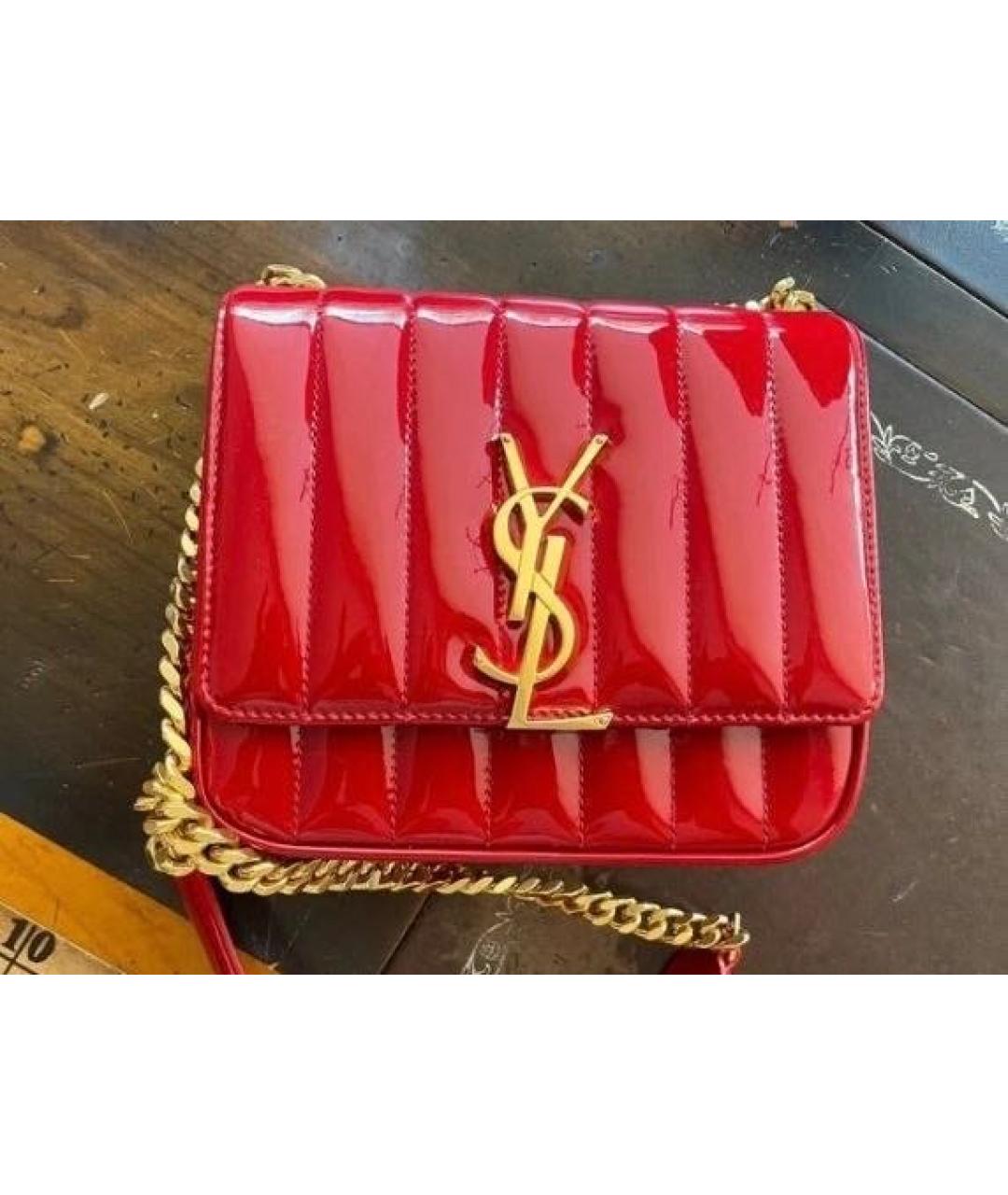 SAINT LAURENT Красная сумка через плечо из лакированной кожи, фото 2