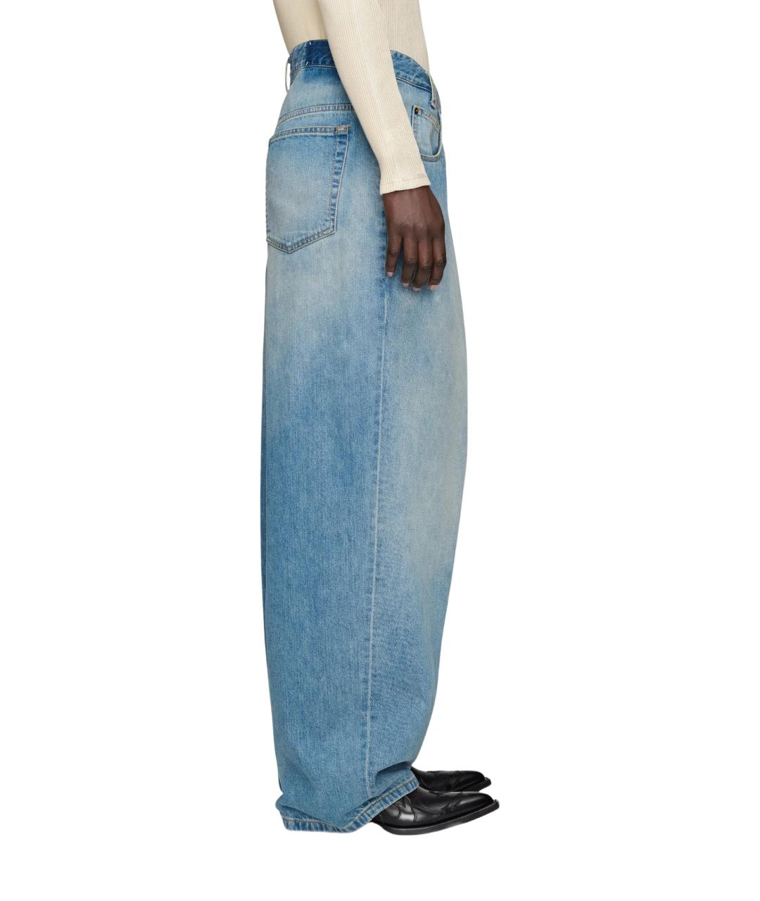 MAISON MARGIELA Голубые хлопковые прямые джинсы, фото 2