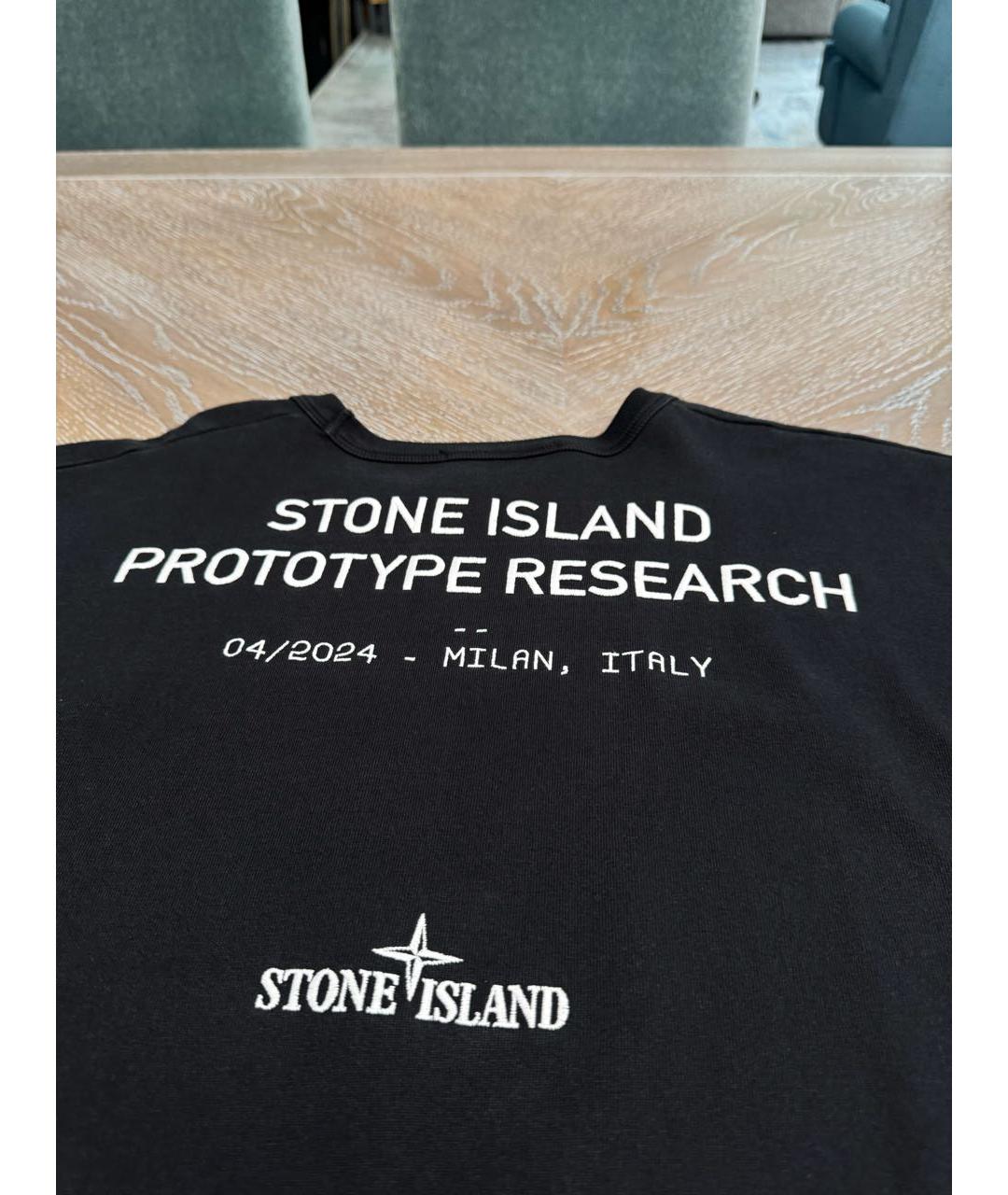 STONE ISLAND Черная хлопковая футболка, фото 3