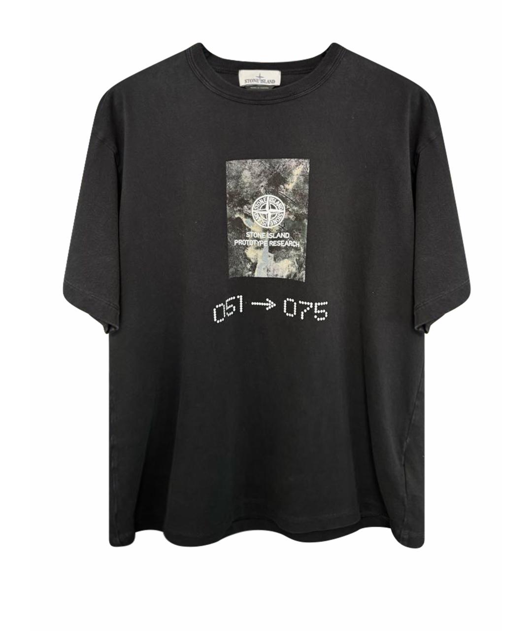 STONE ISLAND Черная хлопковая футболка, фото 1