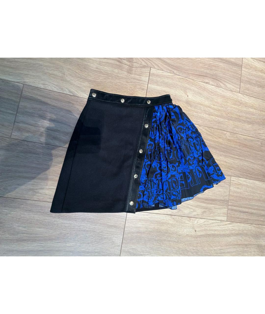 VERSACE JEANS COUTURE Черная вискозная юбка мини, фото 5
