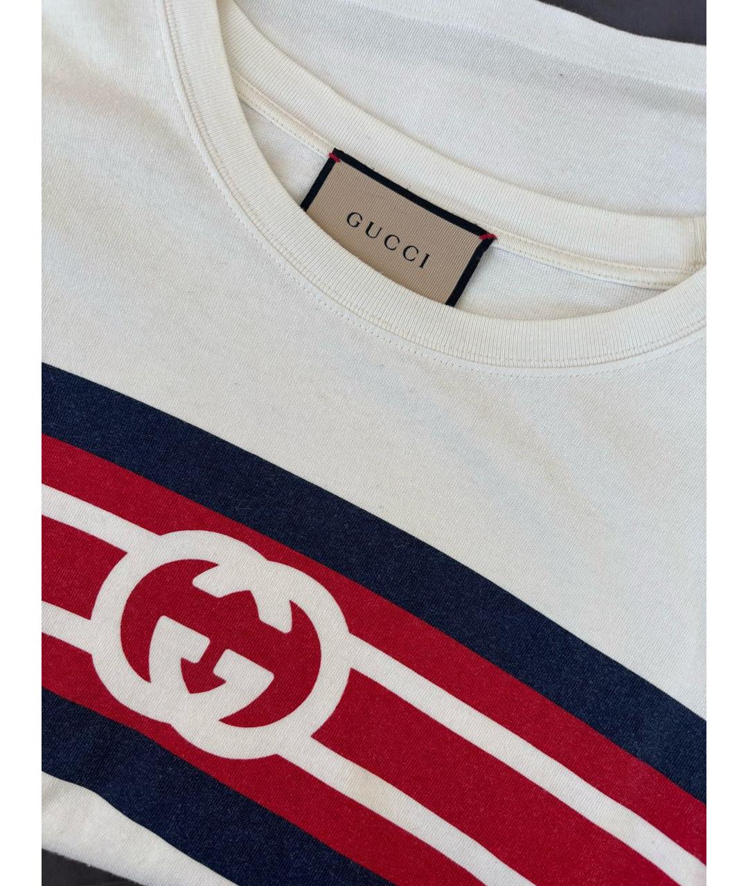 GUCCI Белая хлопковая футболка, фото 2