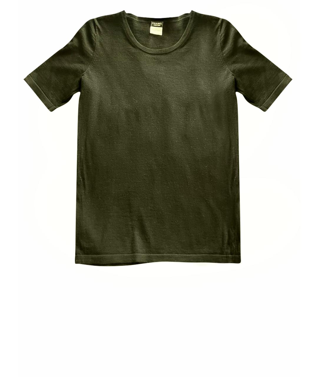 CHANEL PRE-OWNED Черная шерстяная футболка, фото 1