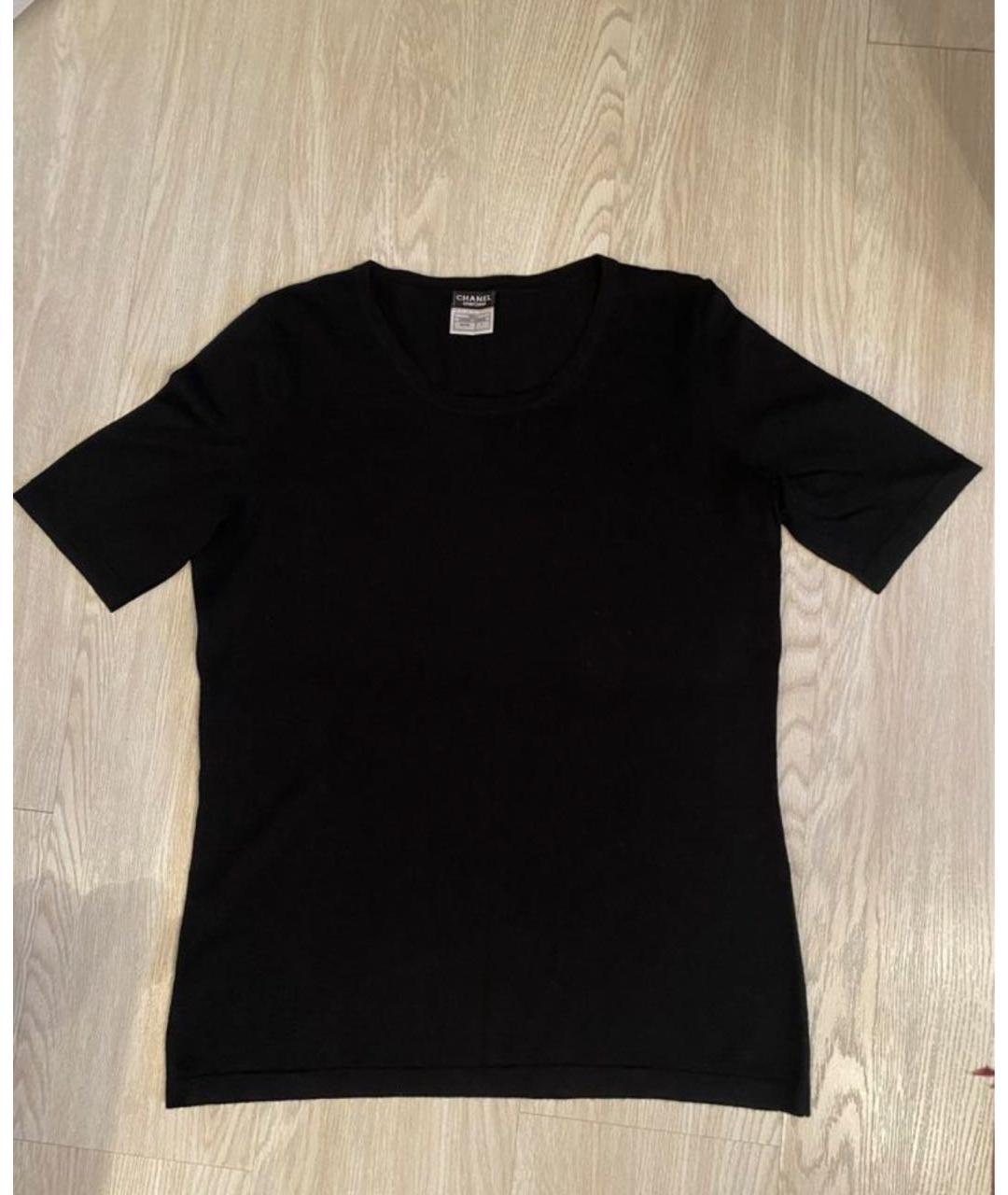 CHANEL PRE-OWNED Черная шерстяная футболка, фото 6