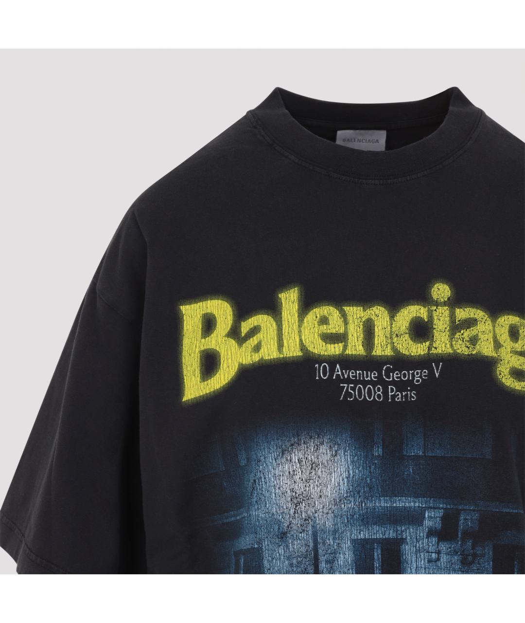 BALENCIAGA Черная хлопковая футболка, фото 4
