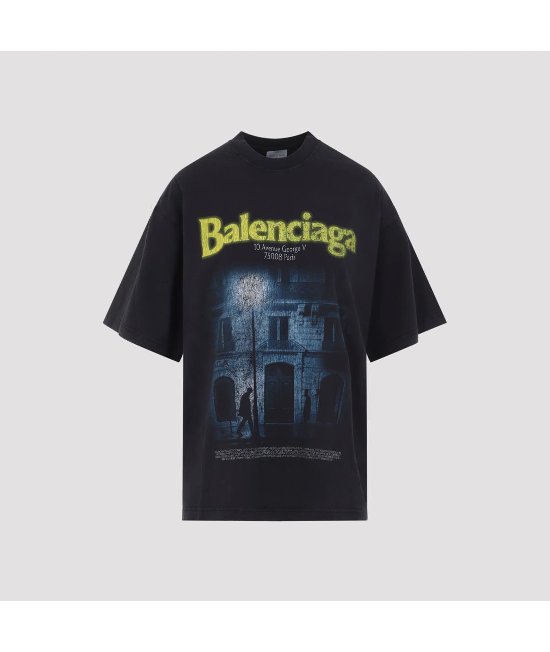 BALENCIAGA Черная хлопковая футболка, фото 2