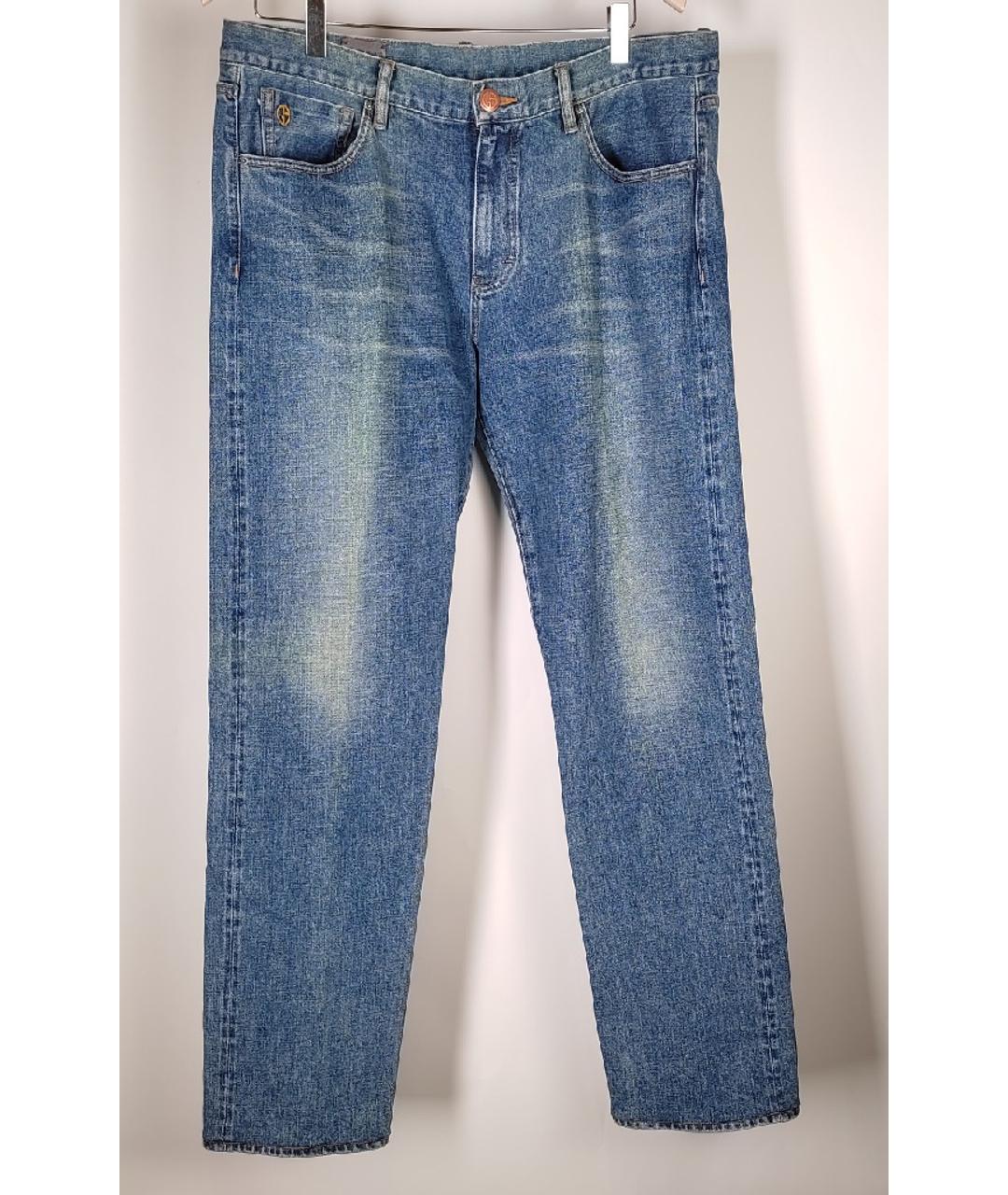 EMPORIO ARMANI Синие хлопковые прямые джинсы, фото 9