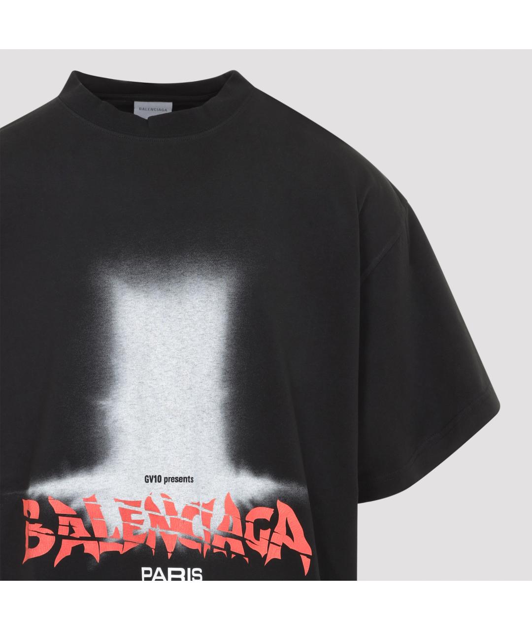 BALENCIAGA Черная хлопковая футболка, фото 4