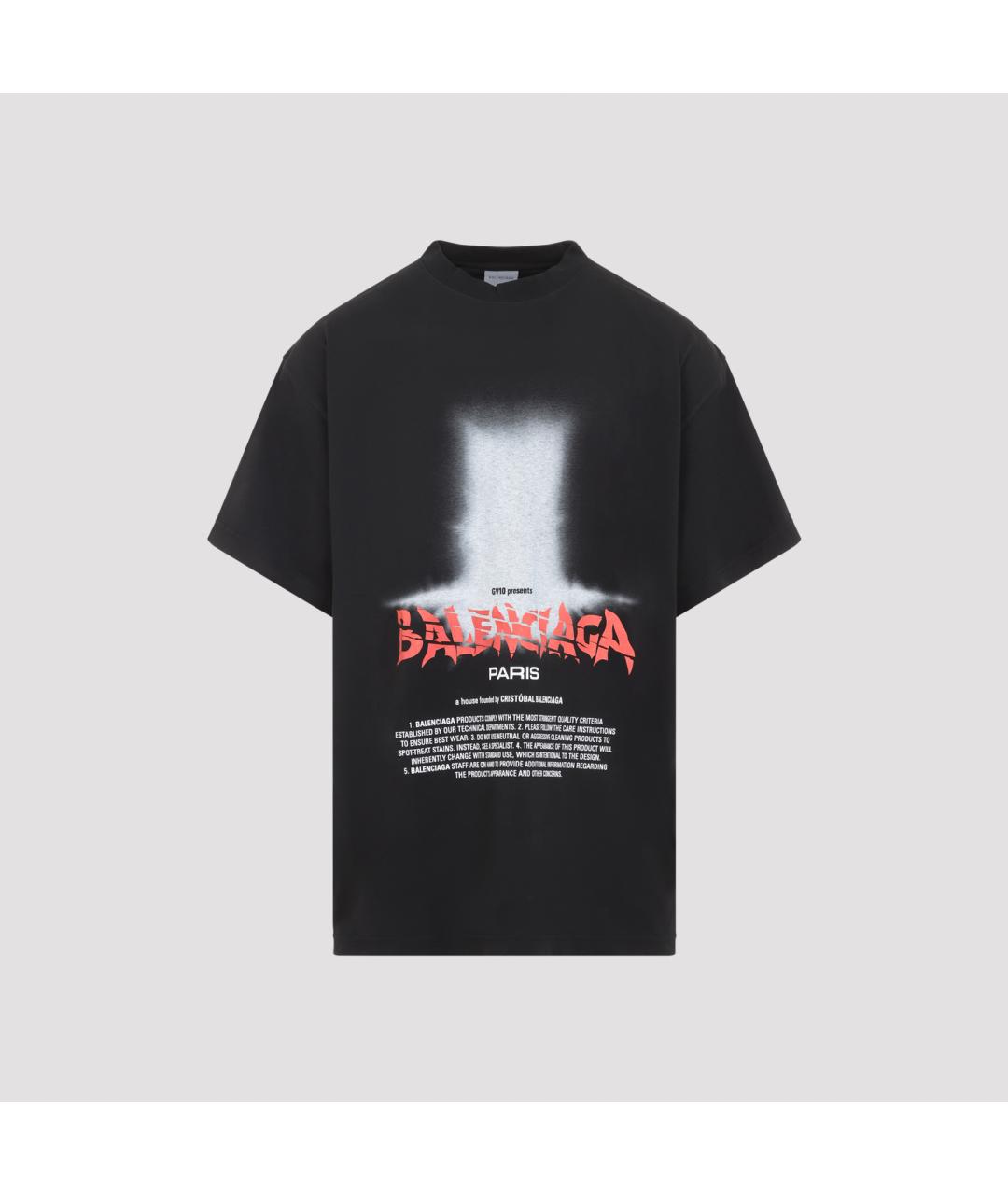 BALENCIAGA Черная хлопковая футболка, фото 2