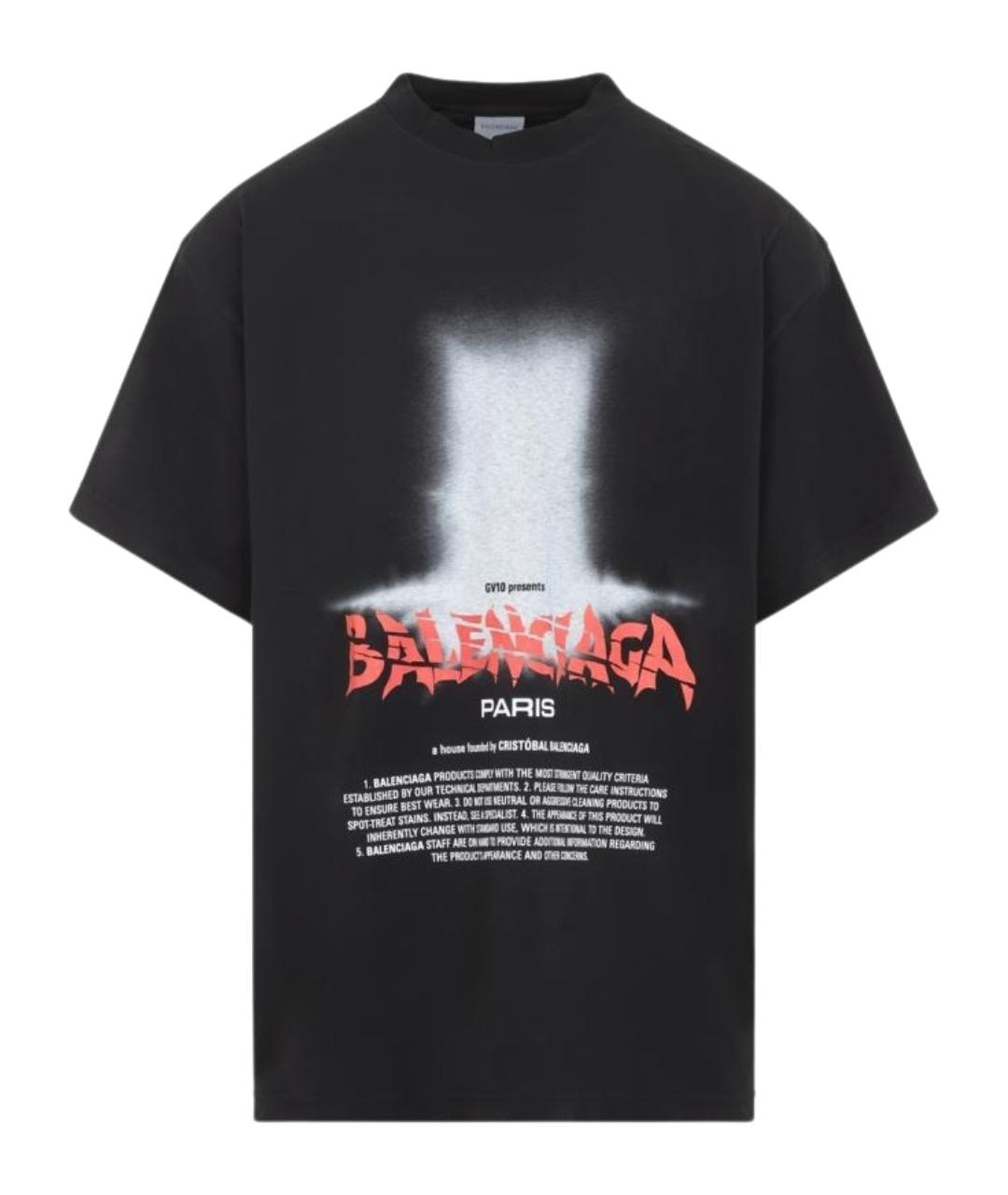BALENCIAGA Черная хлопковая футболка, фото 1