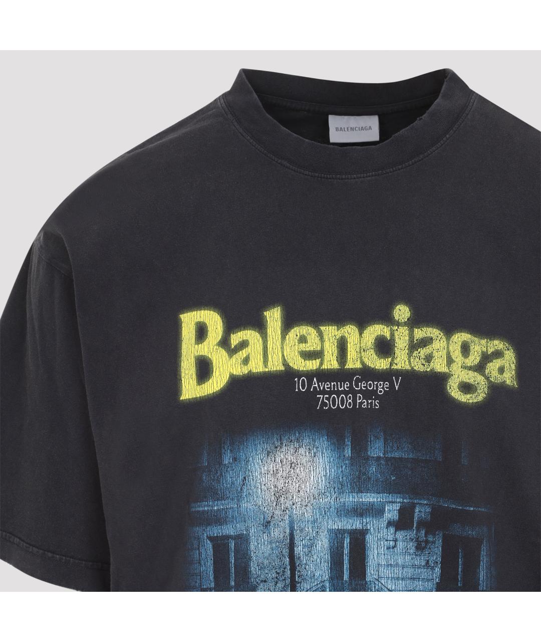 BALENCIAGA Черная хлопковая футболка, фото 4