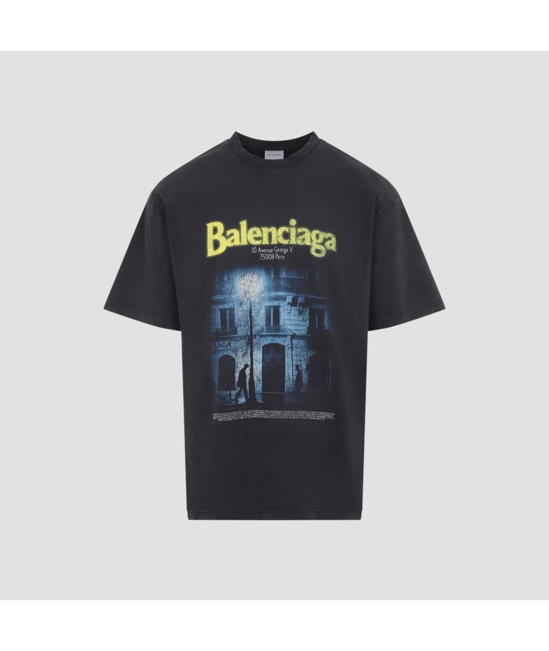 BALENCIAGA Черная хлопковая футболка, фото 2