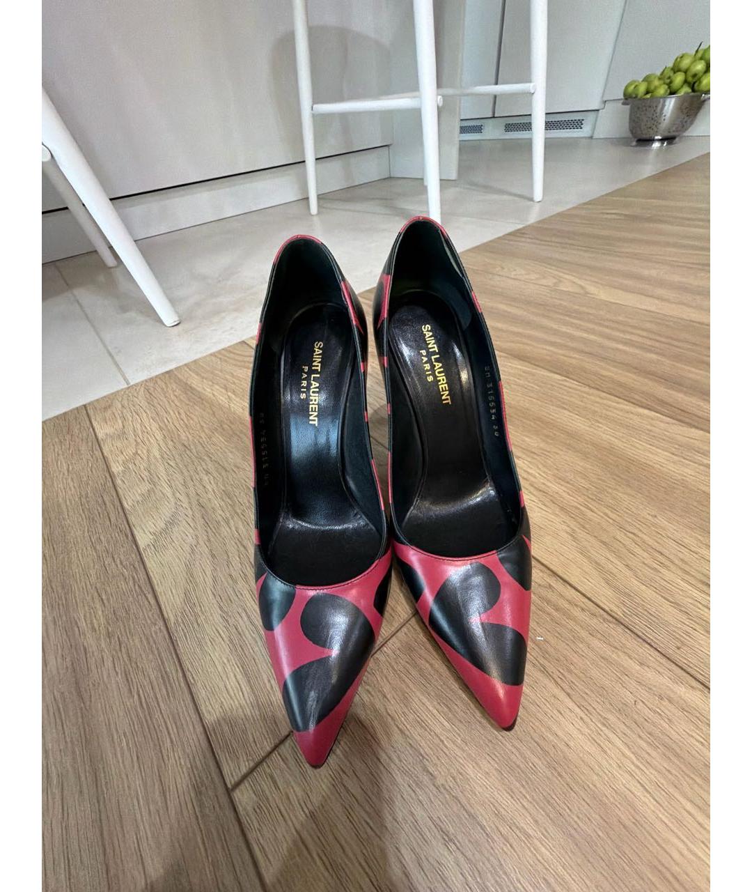 SAINT LAURENT Коралловые кожаные туфли, фото 2