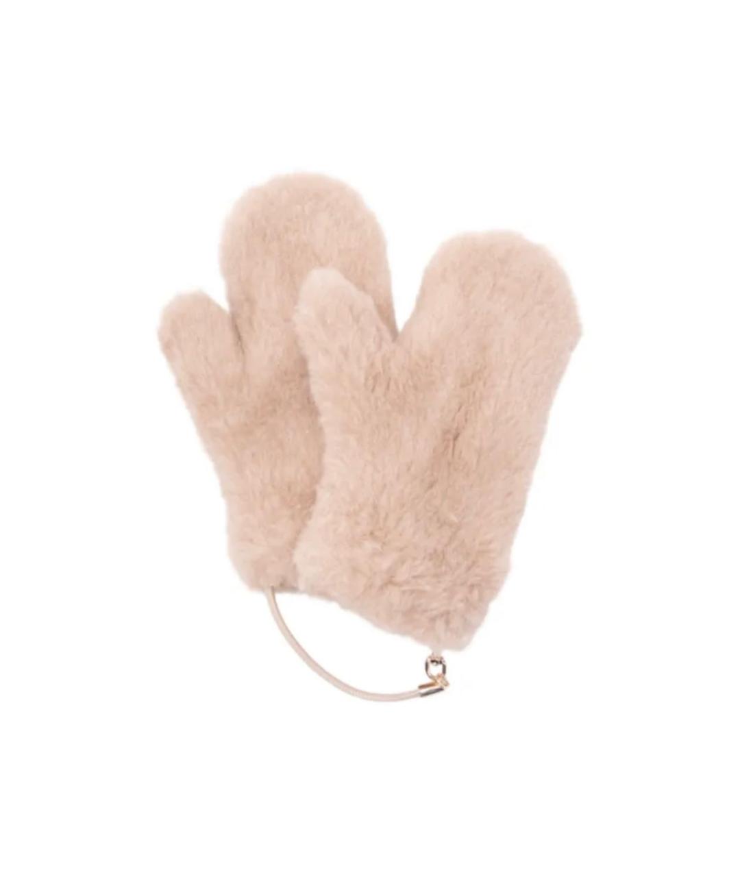 MAX MARA Розовые шерстяные варежки, фото 8