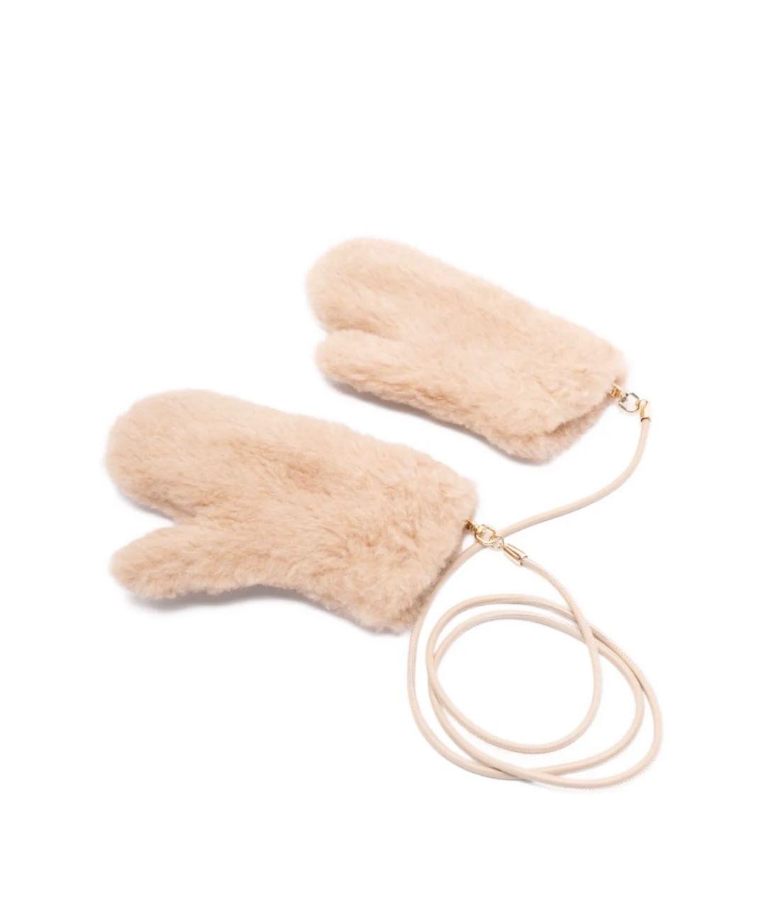 MAX MARA Розовые шерстяные варежки, фото 2