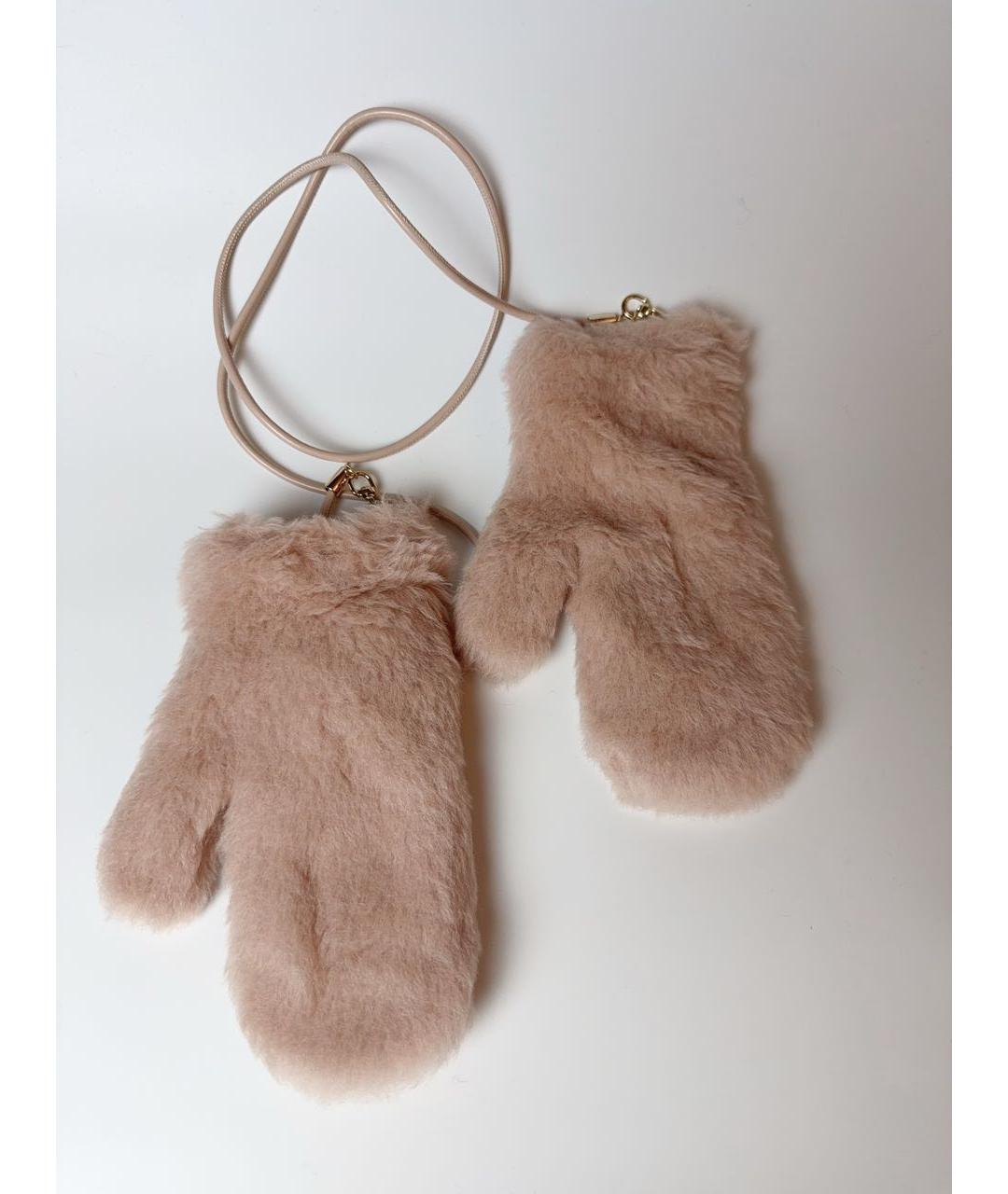 MAX MARA Розовые шерстяные варежки, фото 3