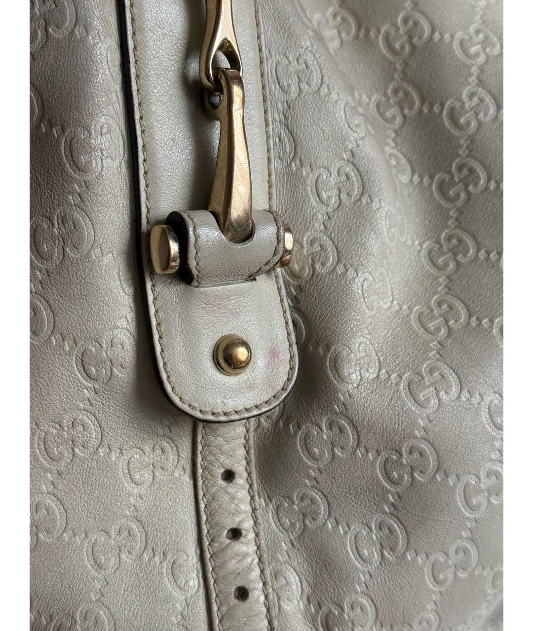 GUCCI Бежевая кожаная сумка тоут, фото 5