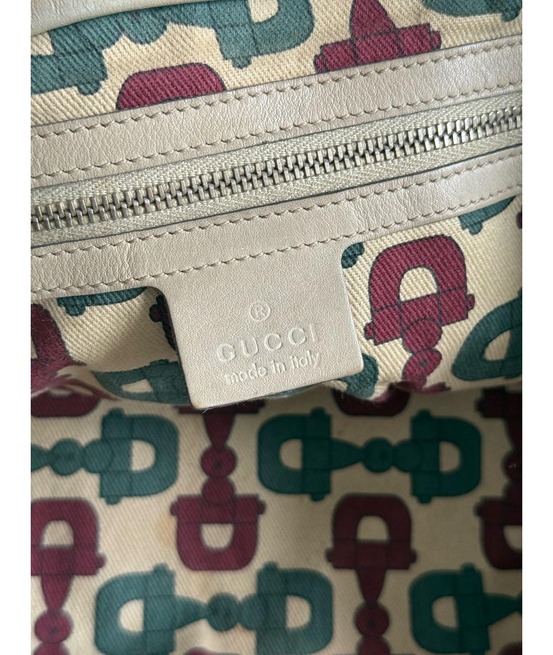 GUCCI Бежевая кожаная сумка тоут, фото 7
