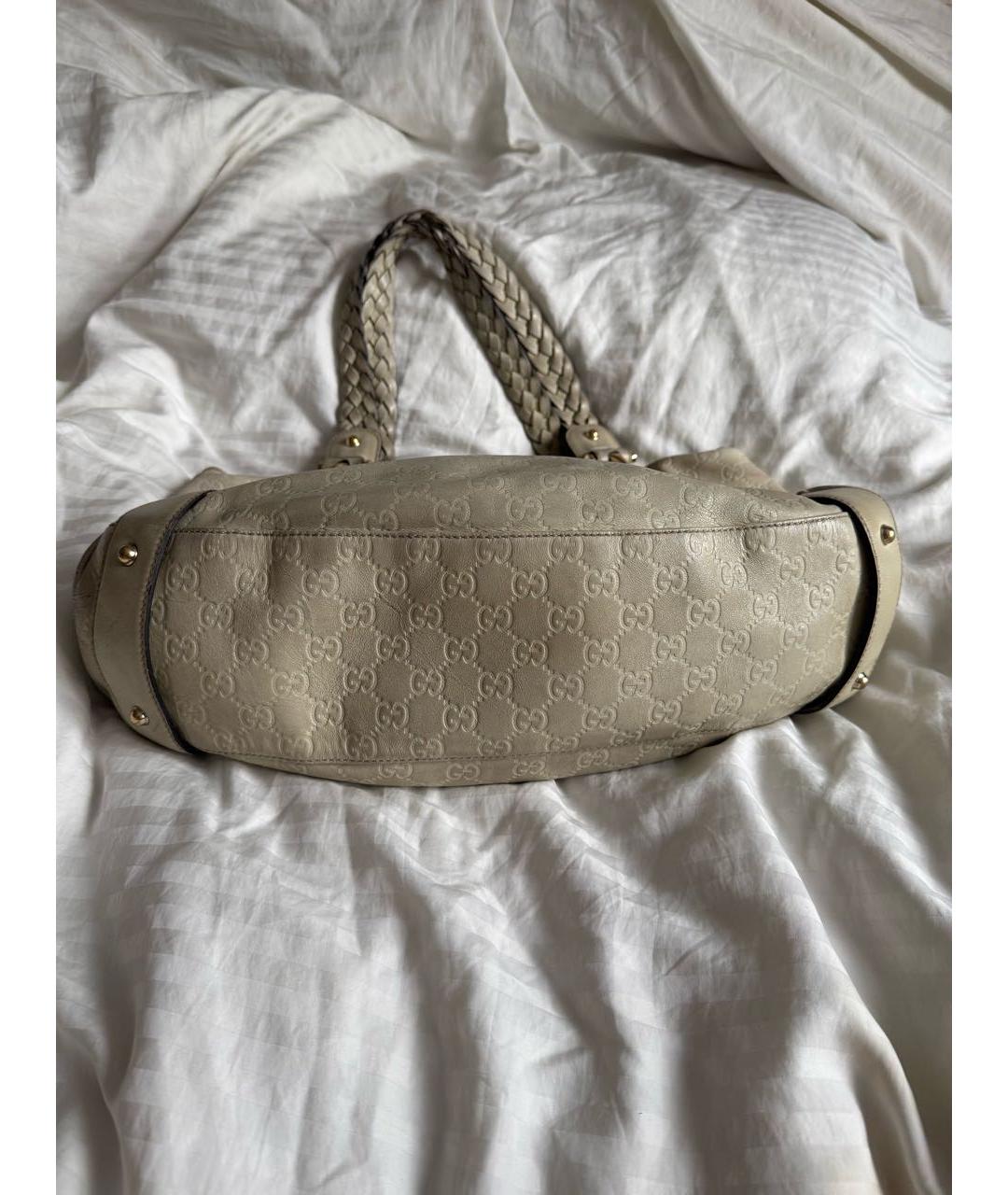 GUCCI Бежевая кожаная сумка тоут, фото 3