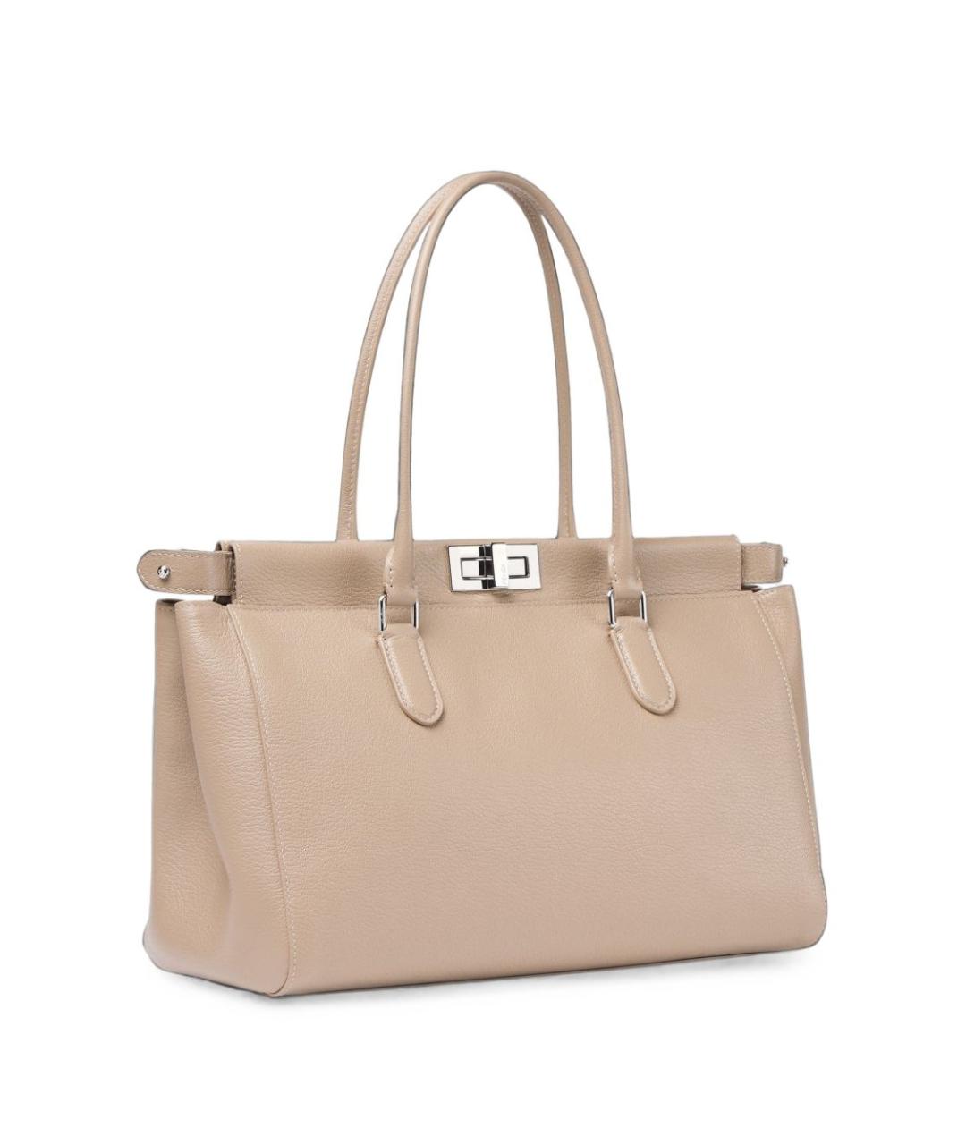 FENDI Бежевая кожаная сумка тоут, фото 4