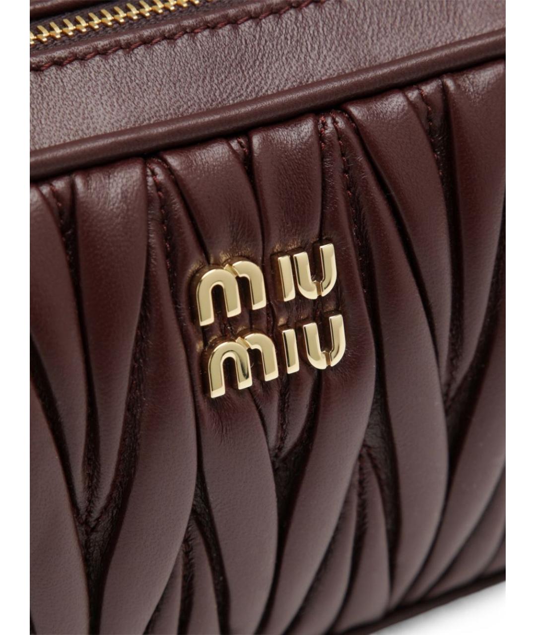 MIU MIU Бордовая кожаная сумка через плечо, фото 3