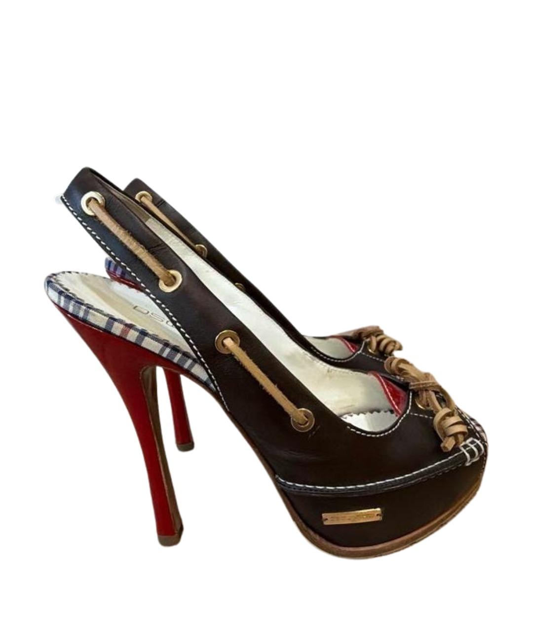 DSQUARED2 Коричневые кожаные туфли, фото 1