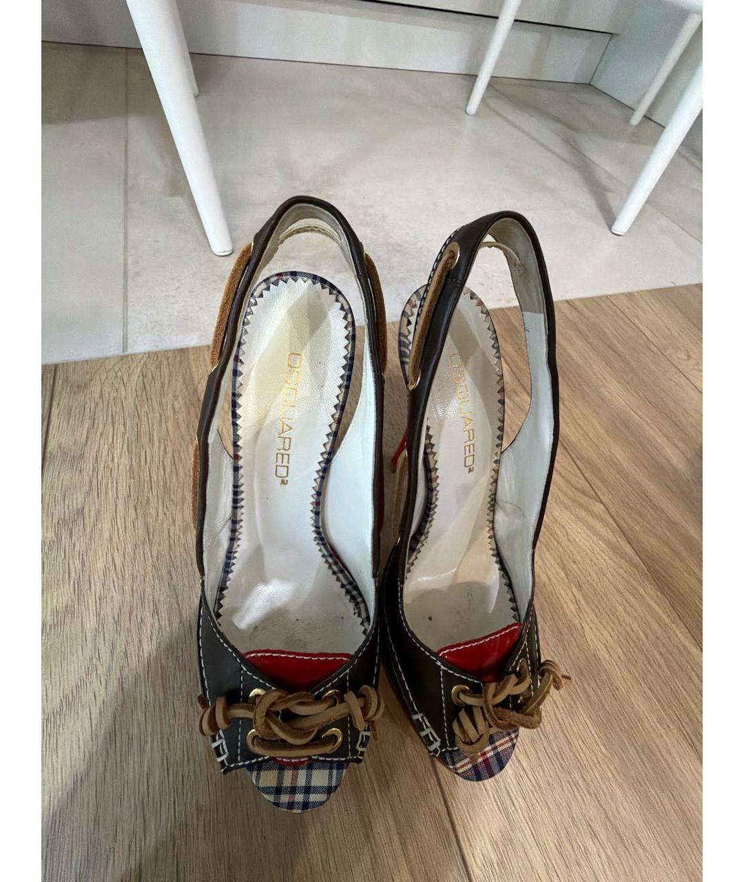 DSQUARED2 Коричневые кожаные туфли, фото 3