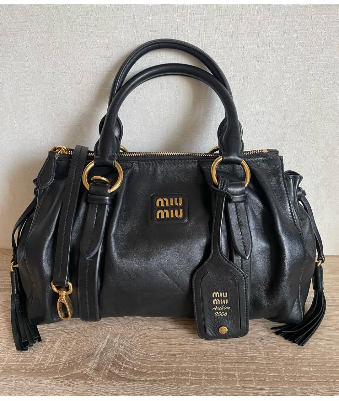 MIU MIU Черная кожаная сумка через плечо, фото 9