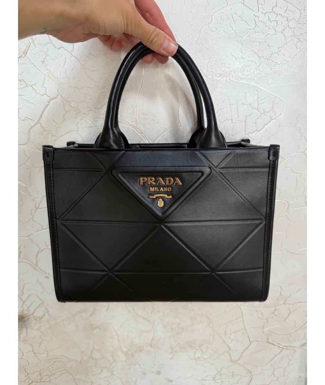 PRADA Черная кожаная сумка тоут, фото 4