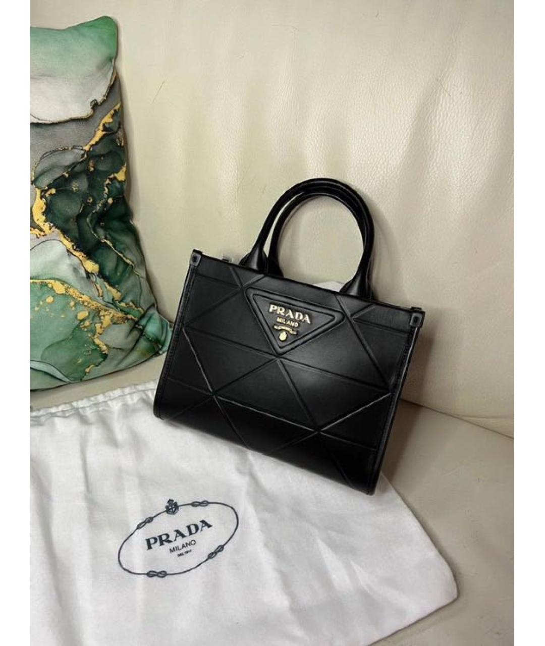 PRADA Черная кожаная сумка тоут, фото 2