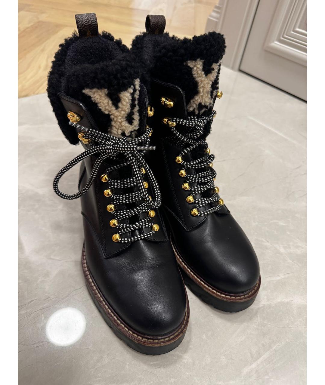 LOUIS VUITTON Черные кожаные ботинки, фото 2