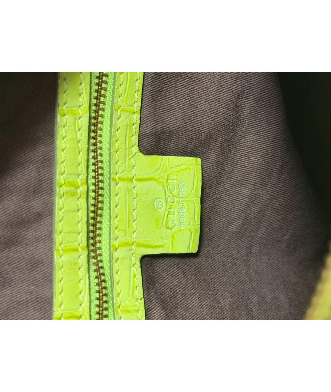 GUCCI Зеленая кожаная сумка с короткими ручками, фото 6