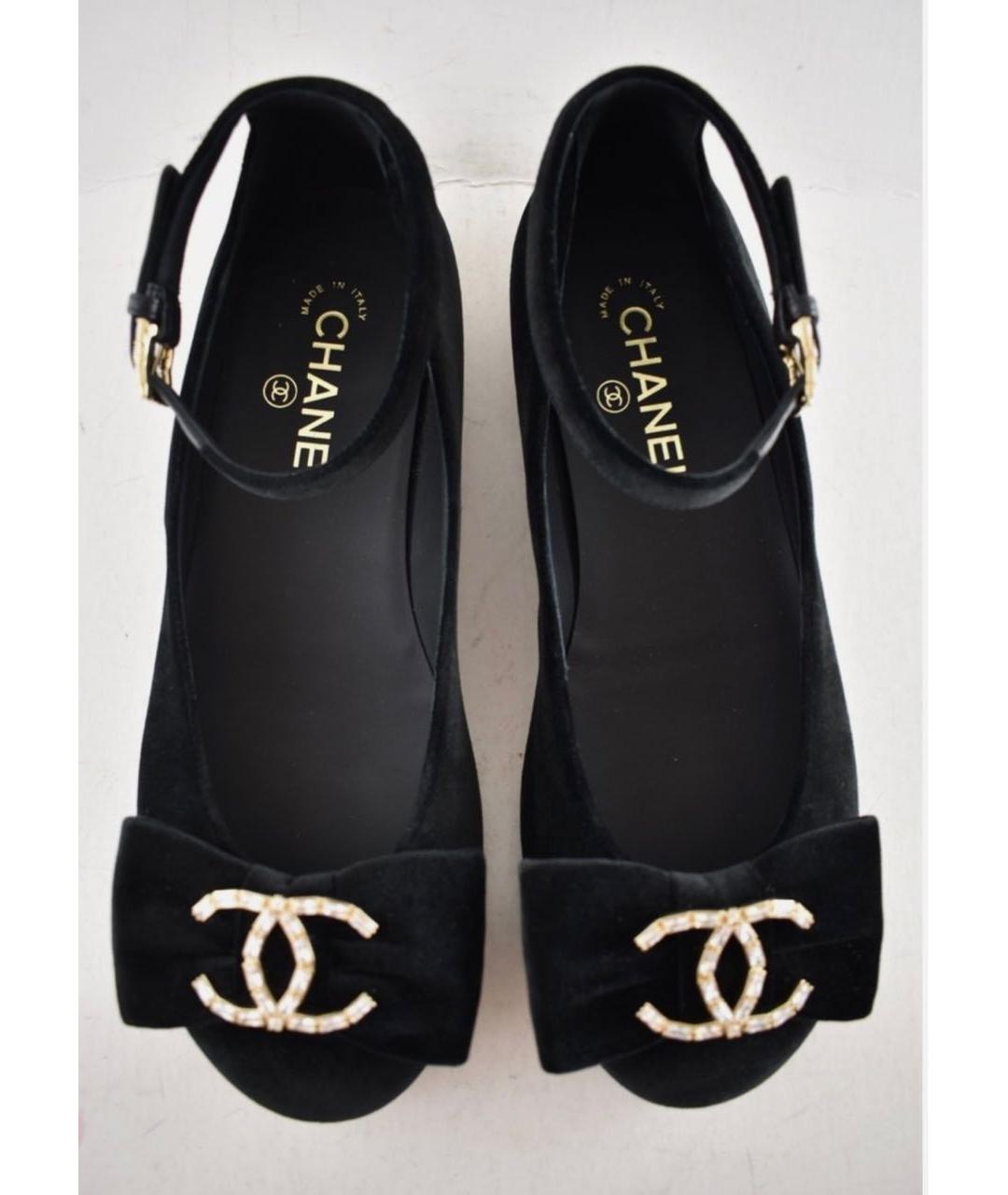 CHANEL Черные бархатные балетки, фото 3