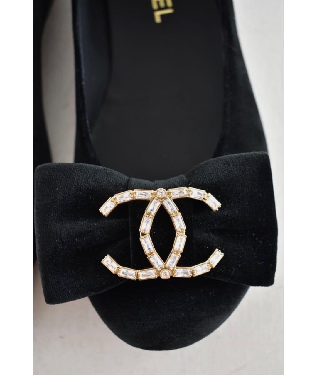 CHANEL Черные бархатные балетки, фото 5