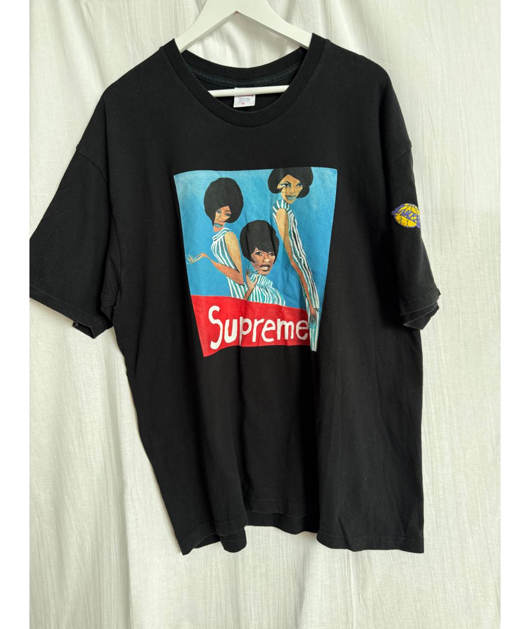 SUPREME Черная хлопковая футболка, фото 8
