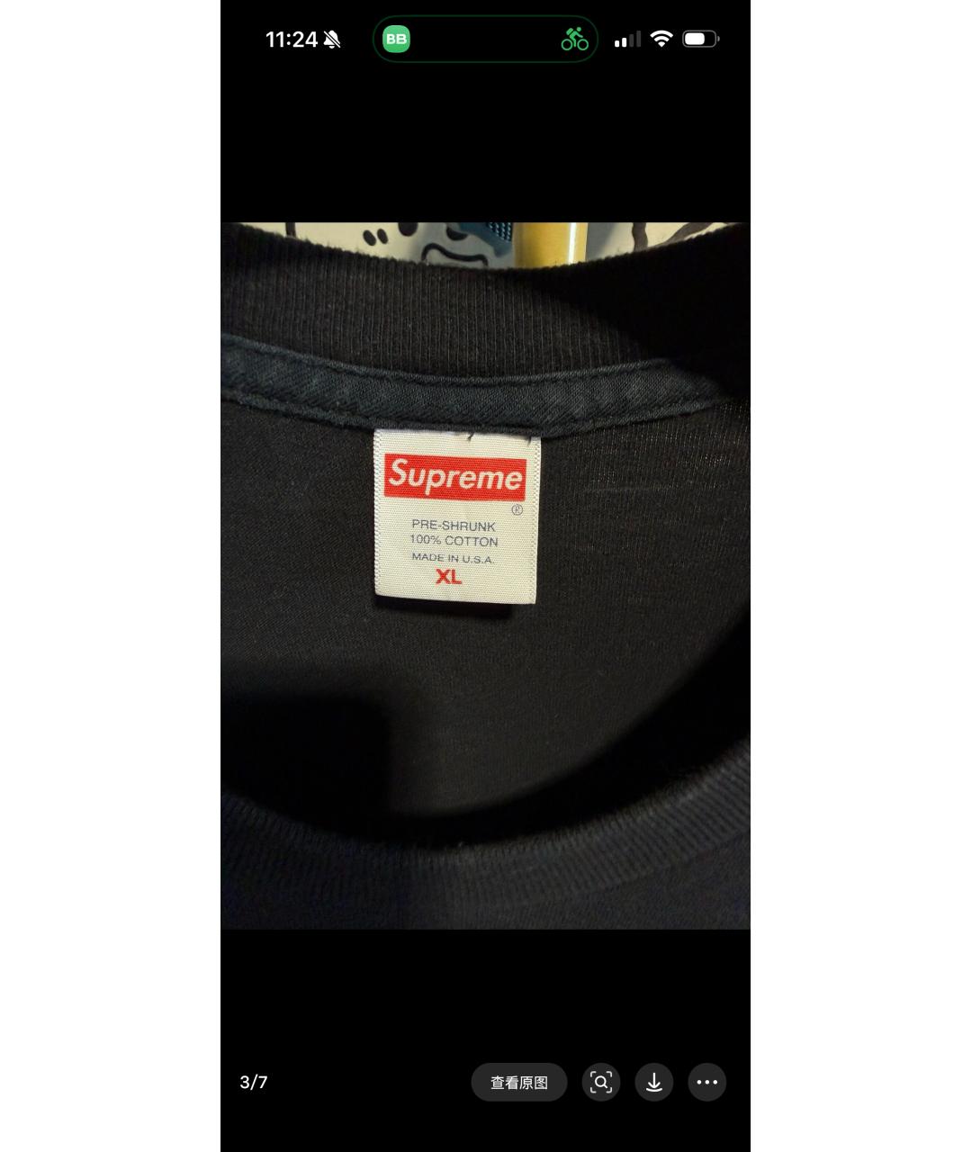 SUPREME Черная хлопковая футболка, фото 4