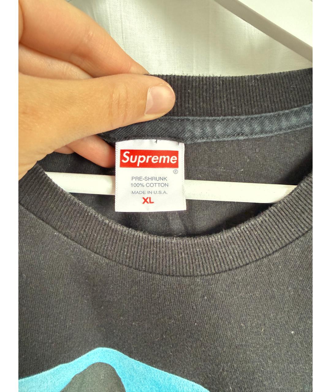 SUPREME Черная хлопковая футболка, фото 5