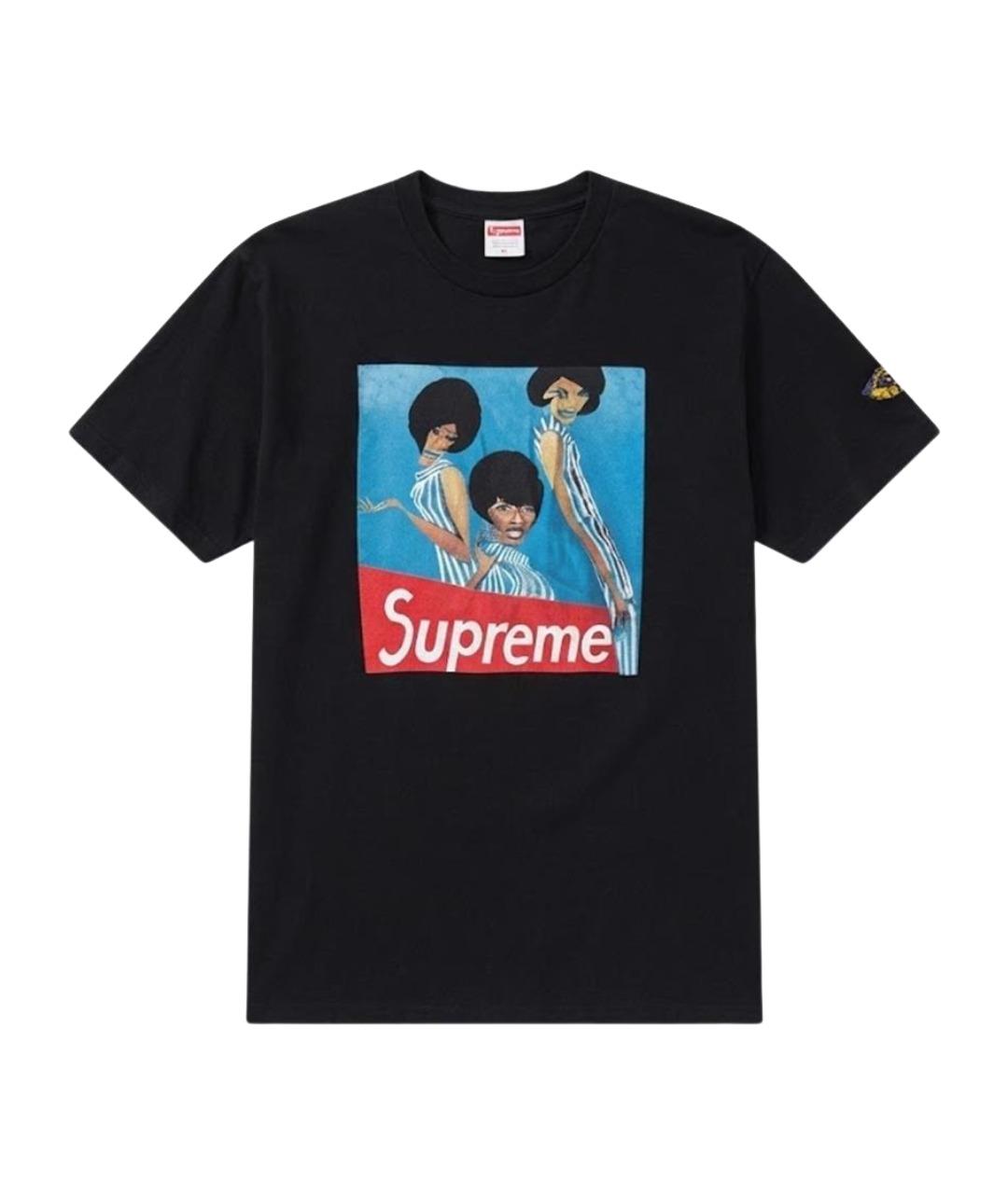 SUPREME Черная хлопковая футболка, фото 1