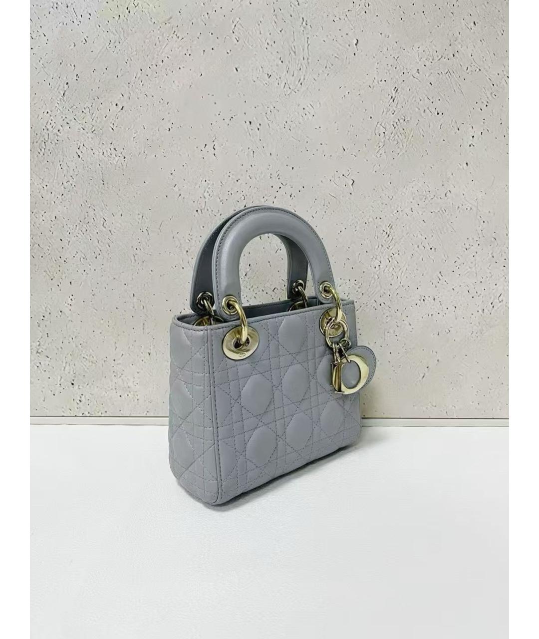 CHRISTIAN DIOR Серая кожаная сумка с короткими ручками, фото 4