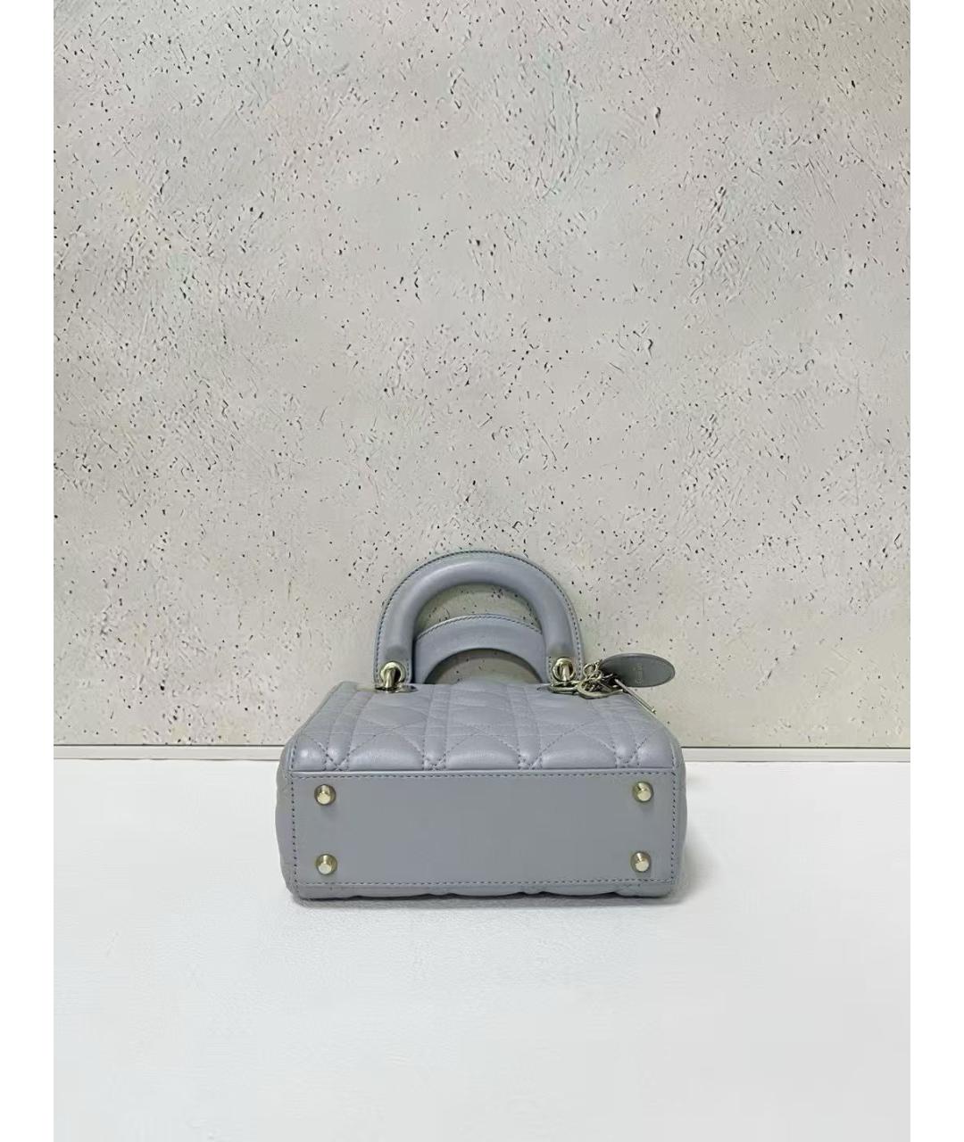 CHRISTIAN DIOR Серая кожаная сумка с короткими ручками, фото 5