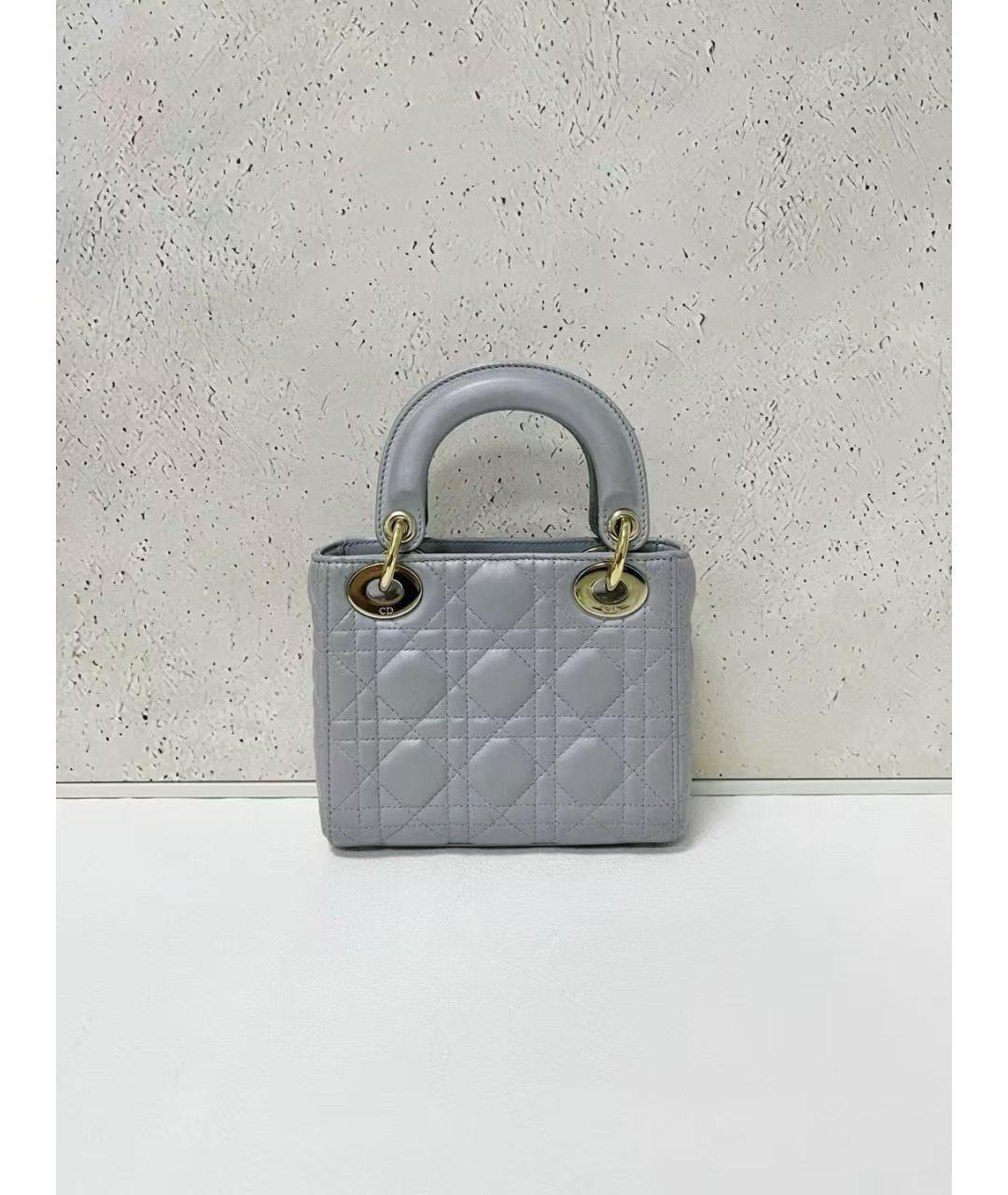 CHRISTIAN DIOR Серая кожаная сумка с короткими ручками, фото 2