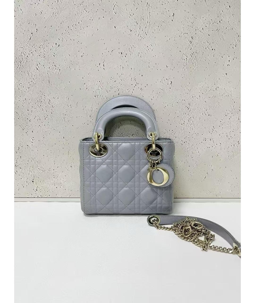 CHRISTIAN DIOR Серая кожаная сумка с короткими ручками, фото 7
