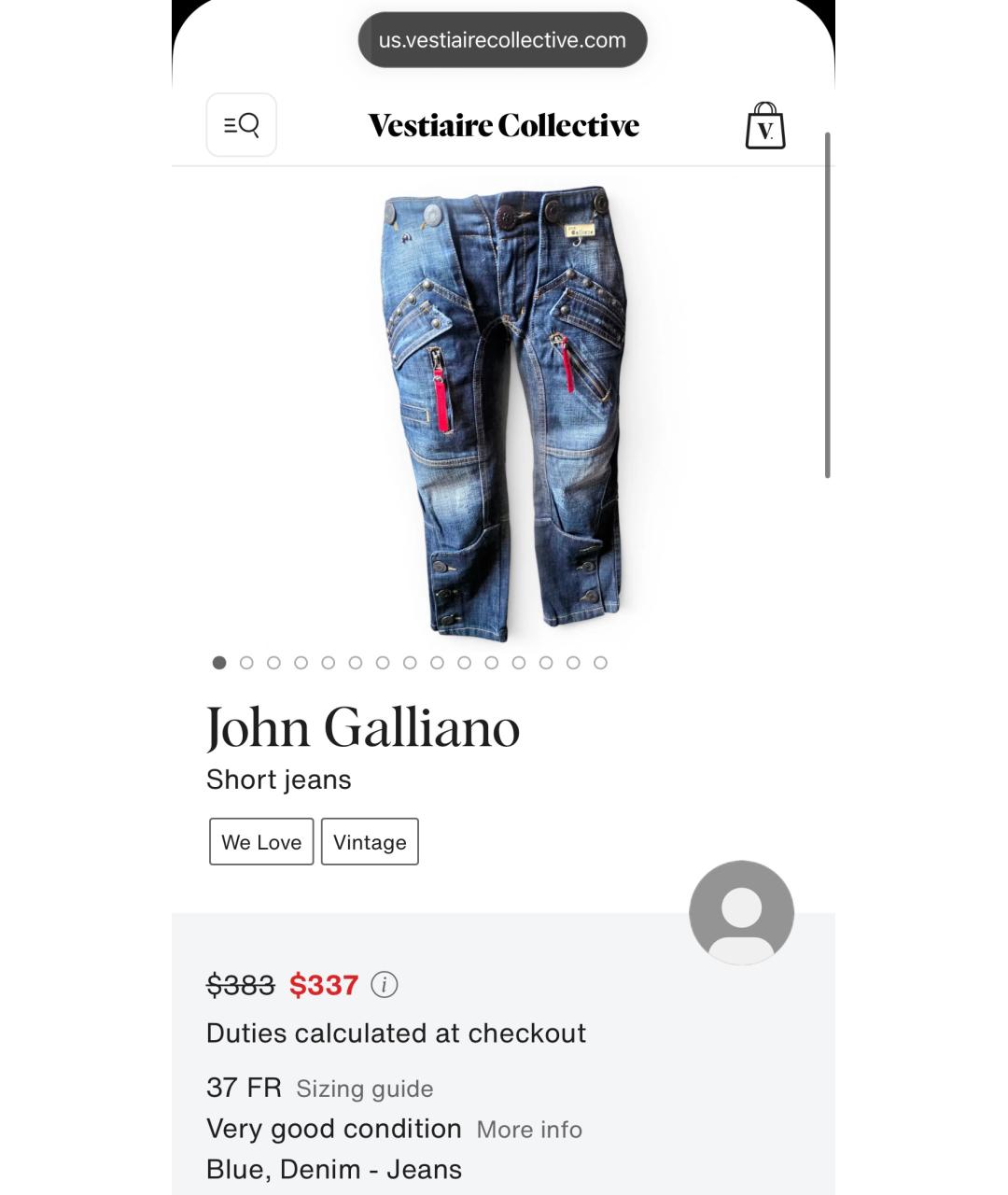 JOHN GALLIANO Синие хлопковые капри, фото 4