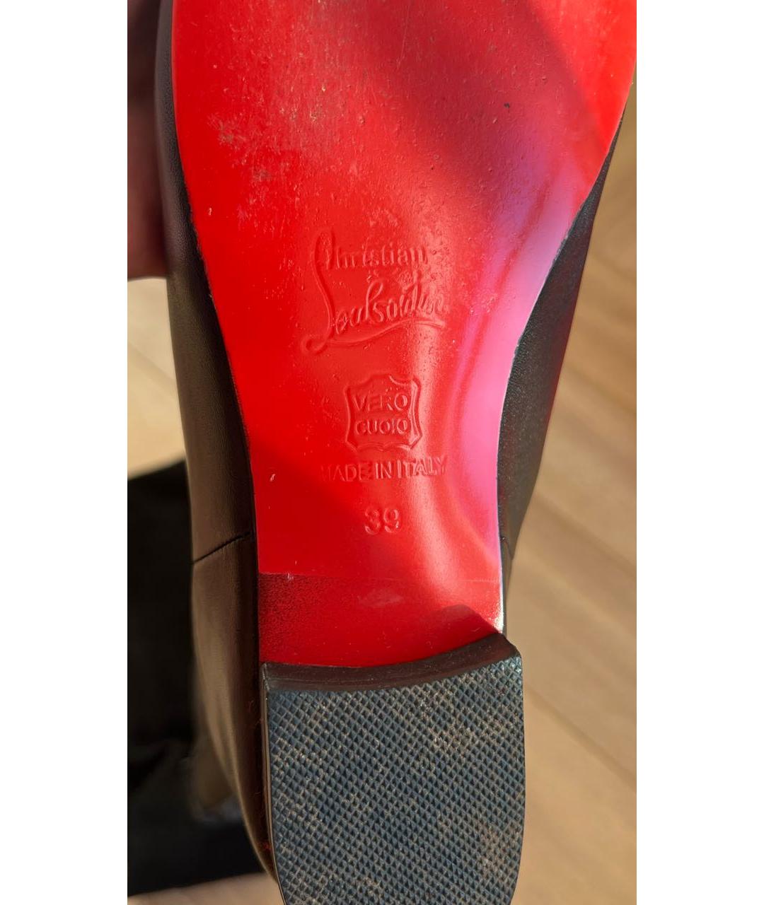 CHRISTIAN LOUBOUTIN Черные кожаные ботфорты, фото 7