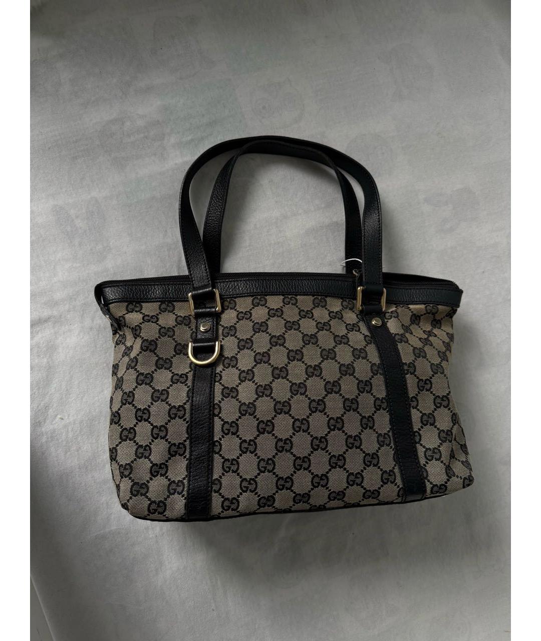 GUCCI Черная сумка тоут из канвы, фото 3