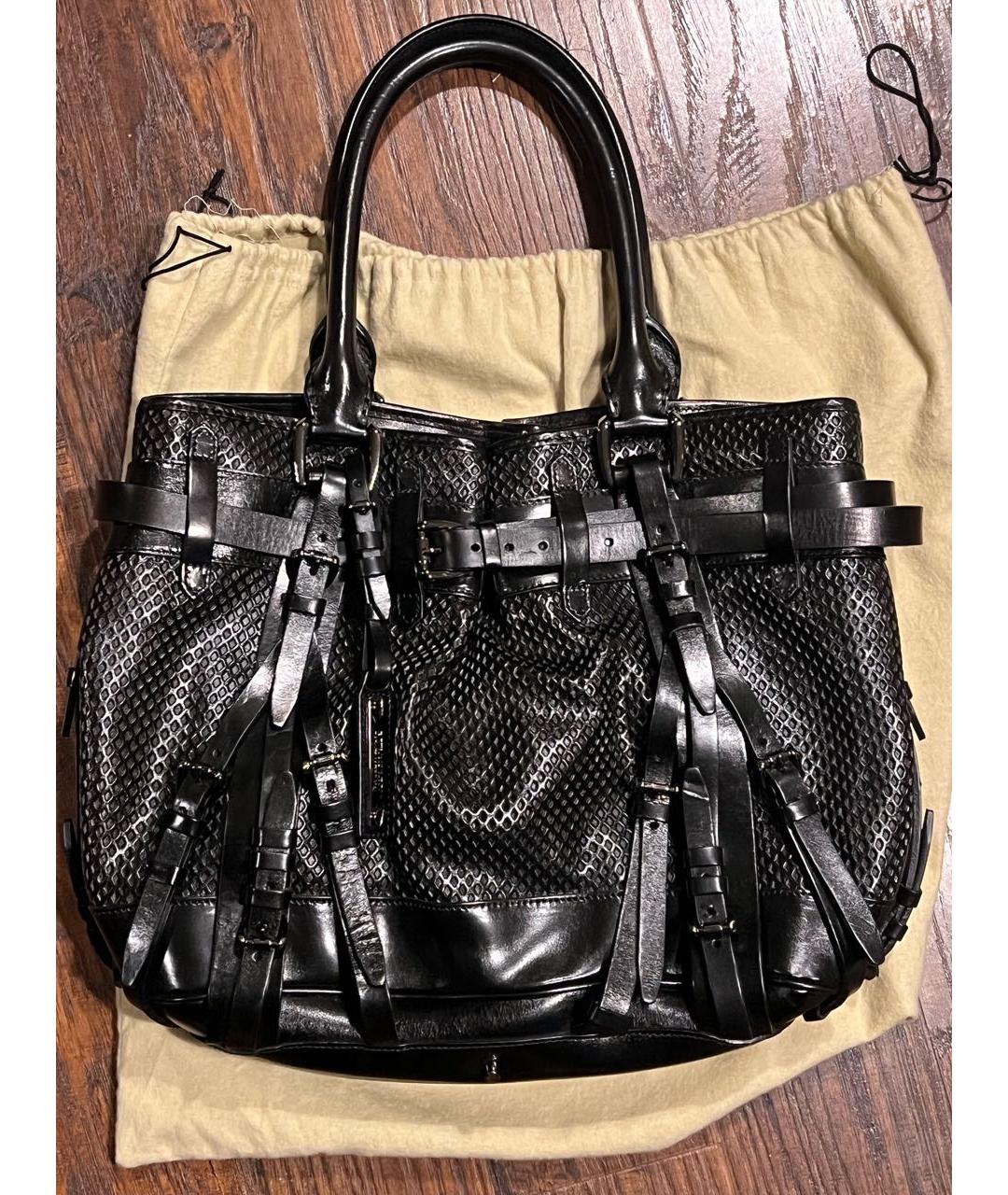 BURBERRY Черная кожаная сумка с короткими ручками, фото 7
